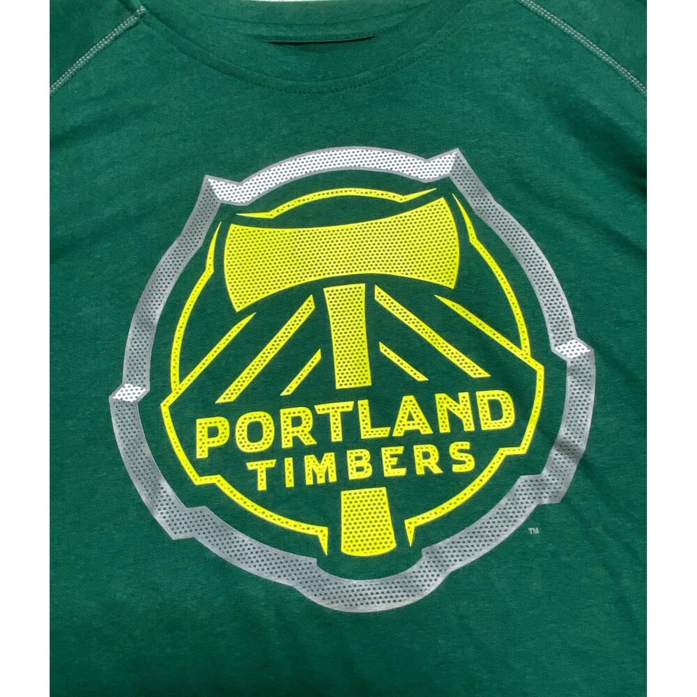Portland Timbers T‎ Shirt Mens XL Green MLS Soccer Adidas Climalite Tee Raglan - Picture 3 of 11